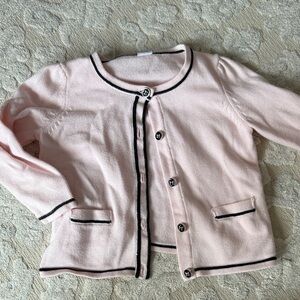 Janie and Jack Light Pink Cardigan with Black Accents